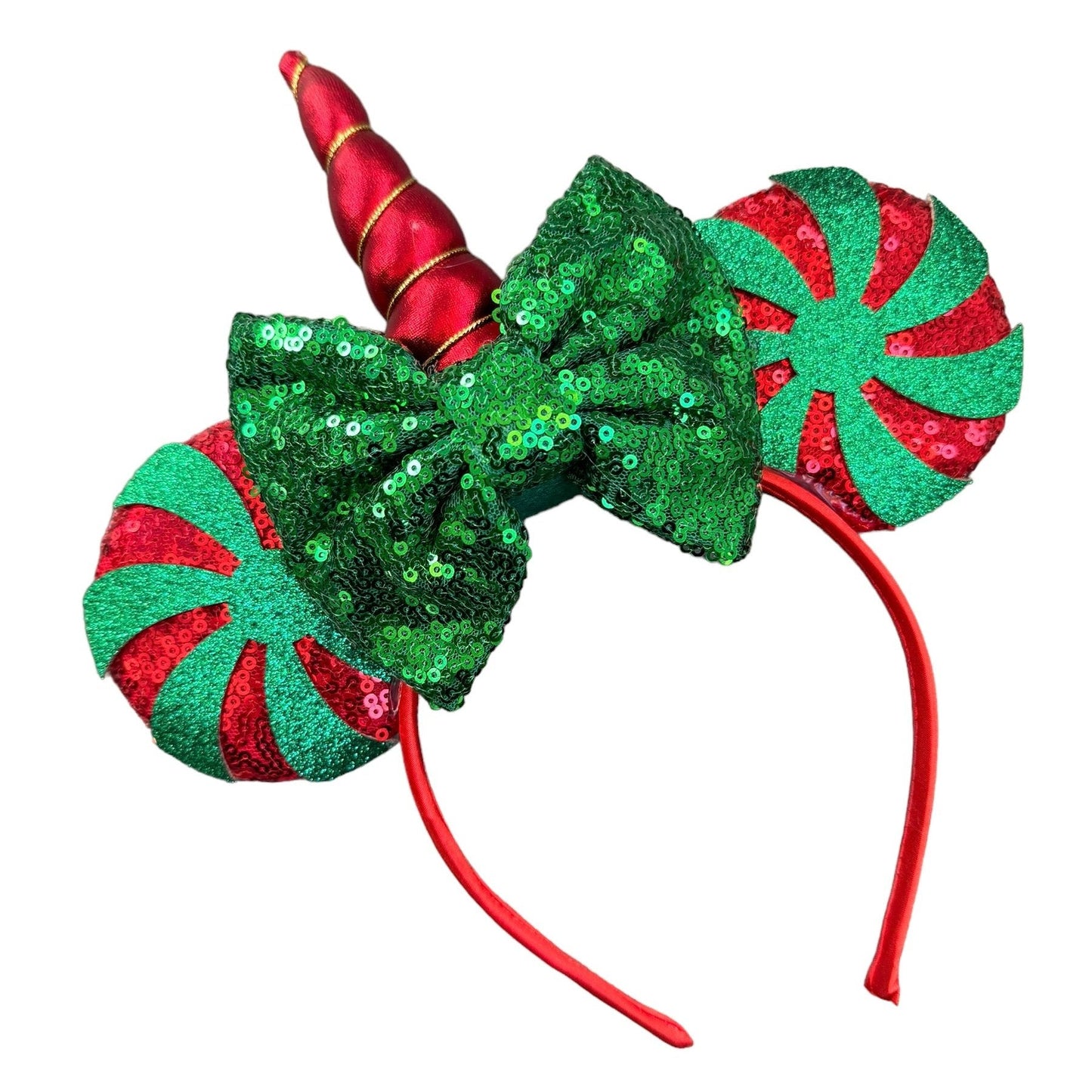 Holiday Unicorn Mouse Ear Headbands - Christmas Unicorn Mouse Ears in 2 Styles
