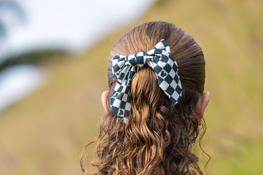 Black Checkered Mouse Hair Bow - Hair Bow for Girls