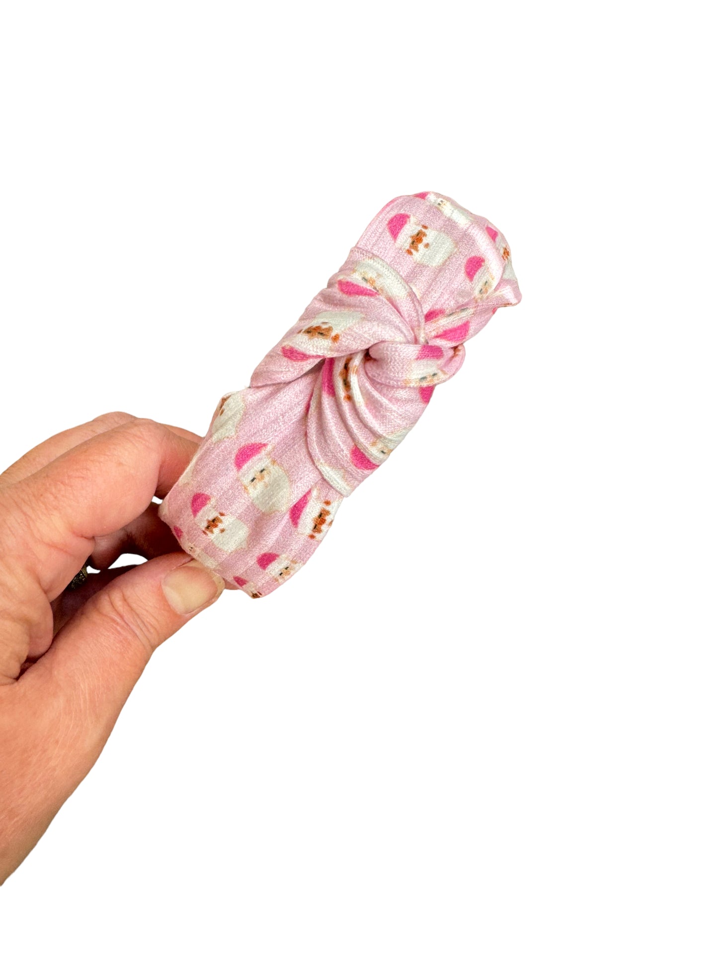 Pink Santa Knotted Headband - Christmas Holiday Headbands