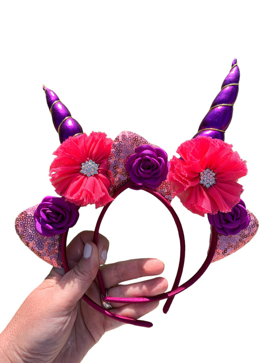 Hot Pink & Purple Unicorn Headband – Birthday Headband
