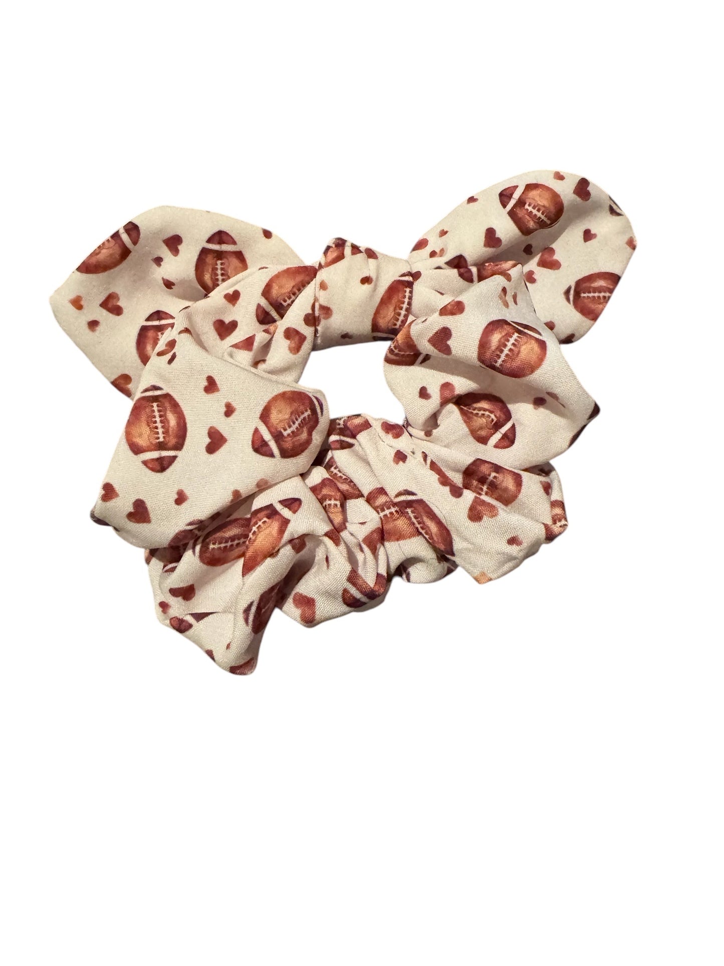 Footballs and Hearts Scrunchies for Girls and Women
