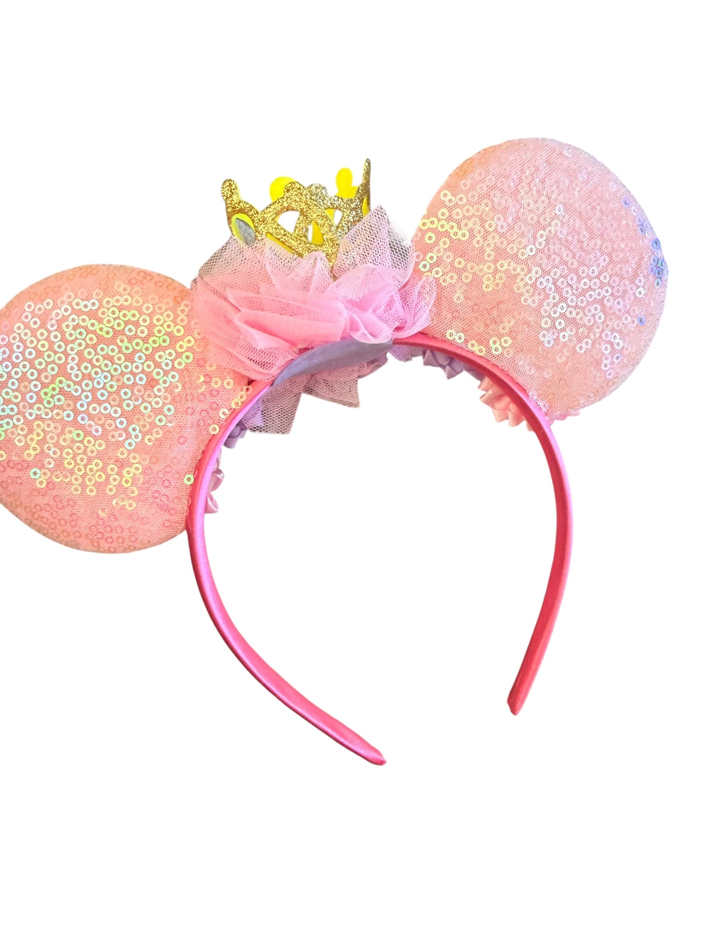 Pink and Purple Gold Crown Princess Mouse Ear Headbands