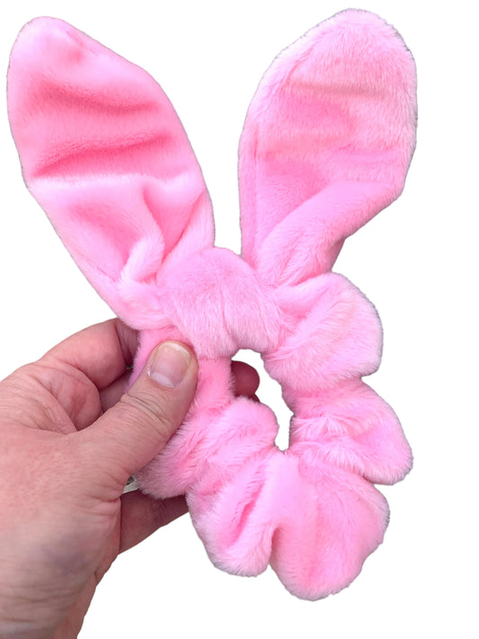 Adjustable Bunny Ear Scrunchies - Fuzzy Easter Hair Ties for Girls & Kids