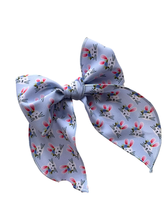 Blue Bunny Hair Bows - Fabric Bow for Little Girls