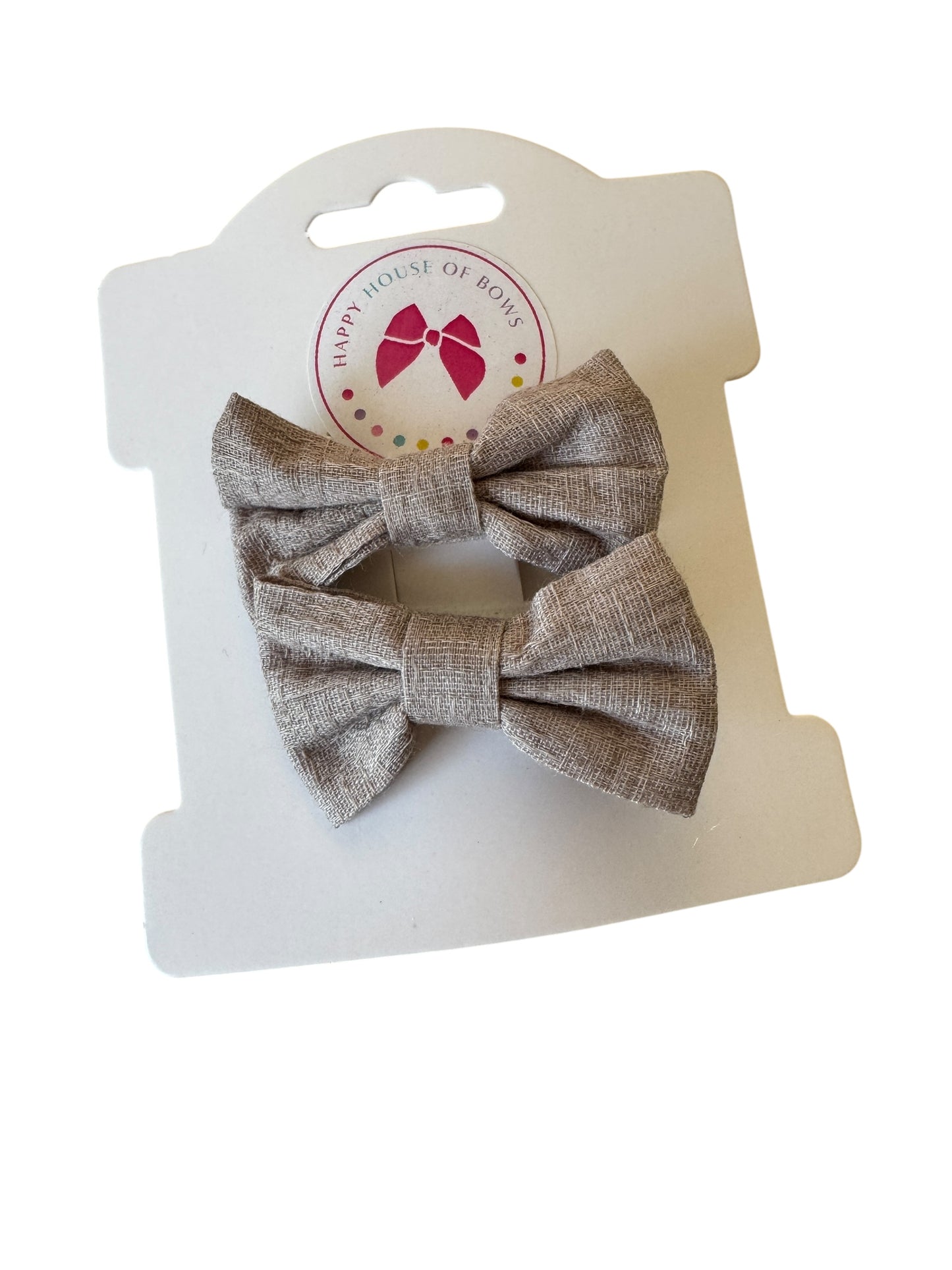 Mini Baby Hair Clips – Neutral Linen Bow Clips for Babies & Toddlers