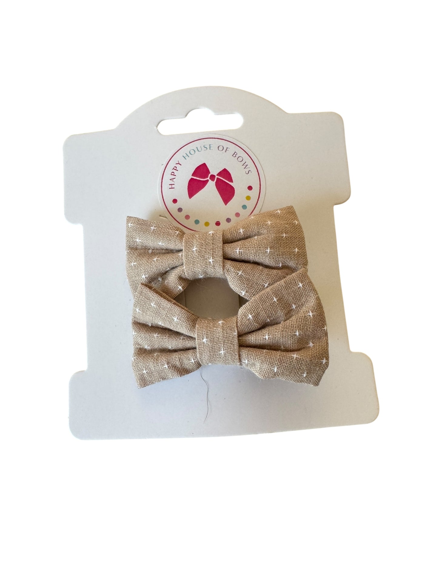 Mini Baby Hair Clips – Neutral Linen Bow Clips for Babies & Toddlers
