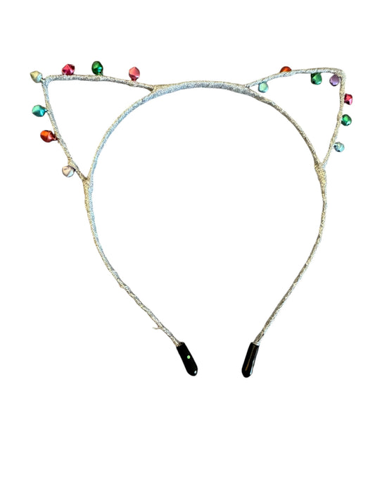 Christmas Cat Ear Headband with Jingle Bells - Holiday Costume Accessory