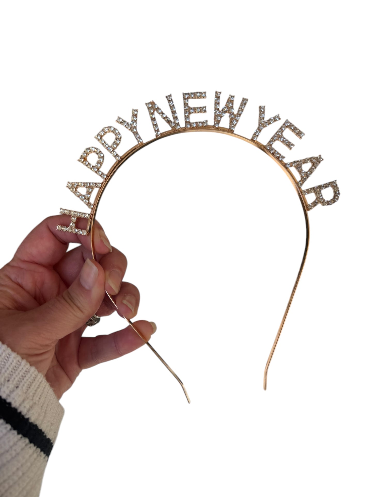 Gold New Year's Headband with Rhinestones - Festive Party Accessory