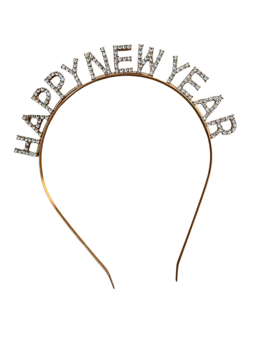 Gold New Year's Headband with Rhinestones - Festive Party Accessory