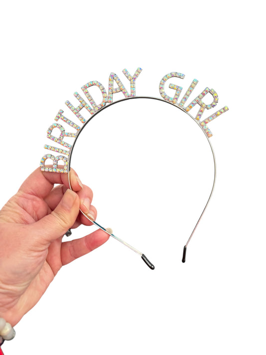 Birthday Girl Rhinestone Headband - Sparkly Glitter Crown Headband for Birthday Parties