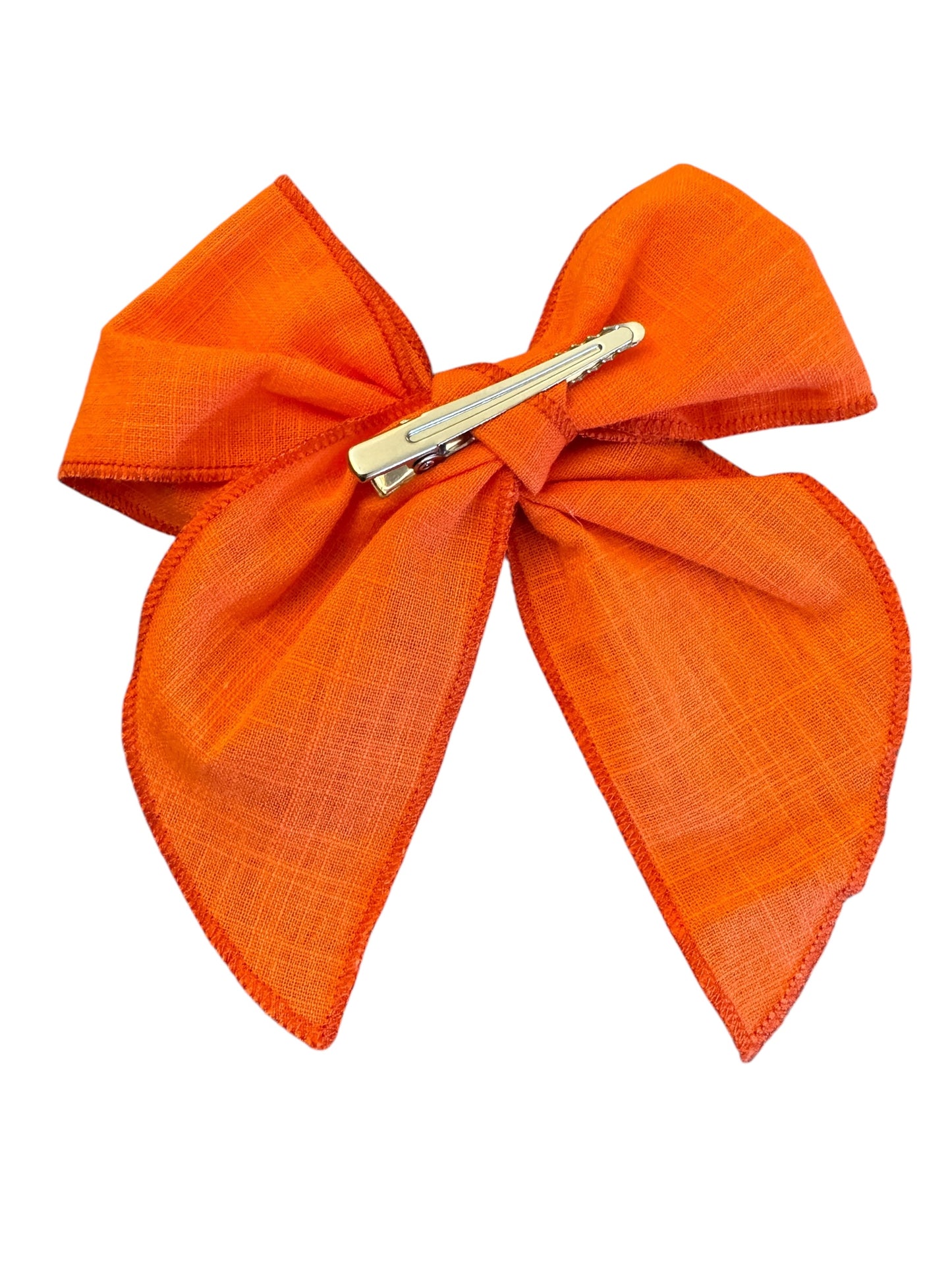 Solid Orange Linen Hair Bow | Halloween Bows for Kids & Toddlers