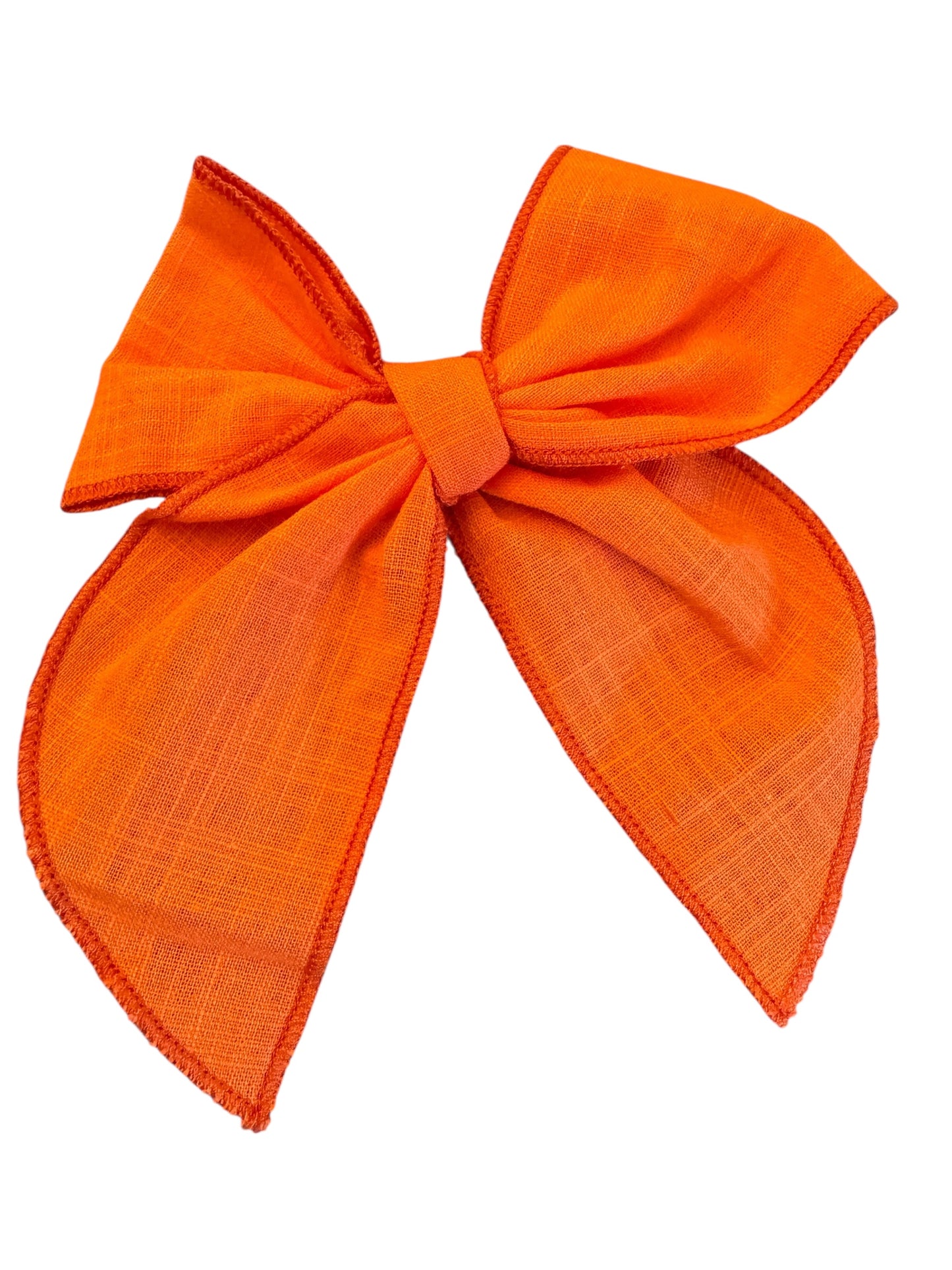 Solid Orange Linen Hair Bow | Halloween Bows for Kids & Toddlers