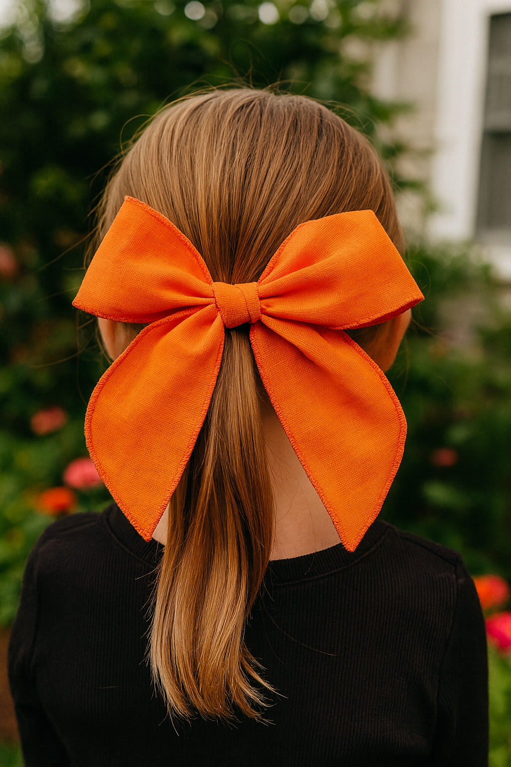 Solid Orange Linen Hair Bow | Halloween Bows for Kids & Toddlers
