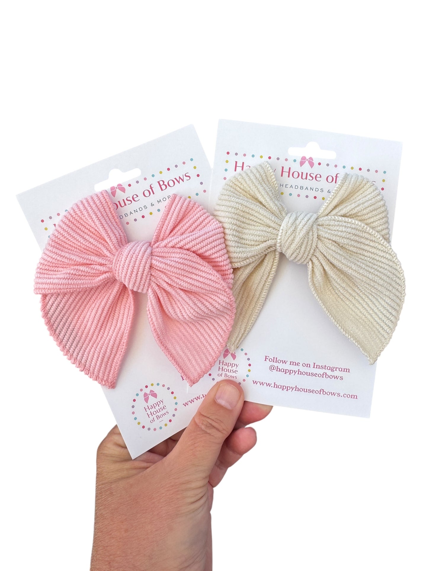 Ribbed Corduroy Hair Bows for Girls – Small Corduroy Bows with Alligator Clip