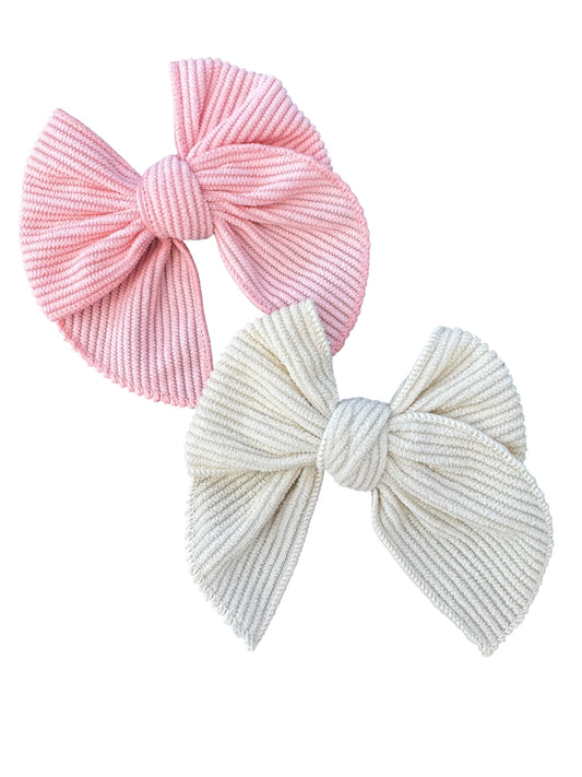 Ribbed Corduroy Hair Bows for Girls – Small Corduroy Bows with Alligator Clip