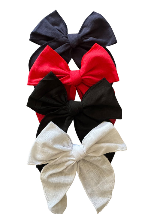 Premium Linen Hair Bows for Girls - Cute School Uniform Hair Accessories