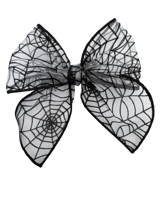 Spider Web Hair Bow – Large Halloween Bow for Girls