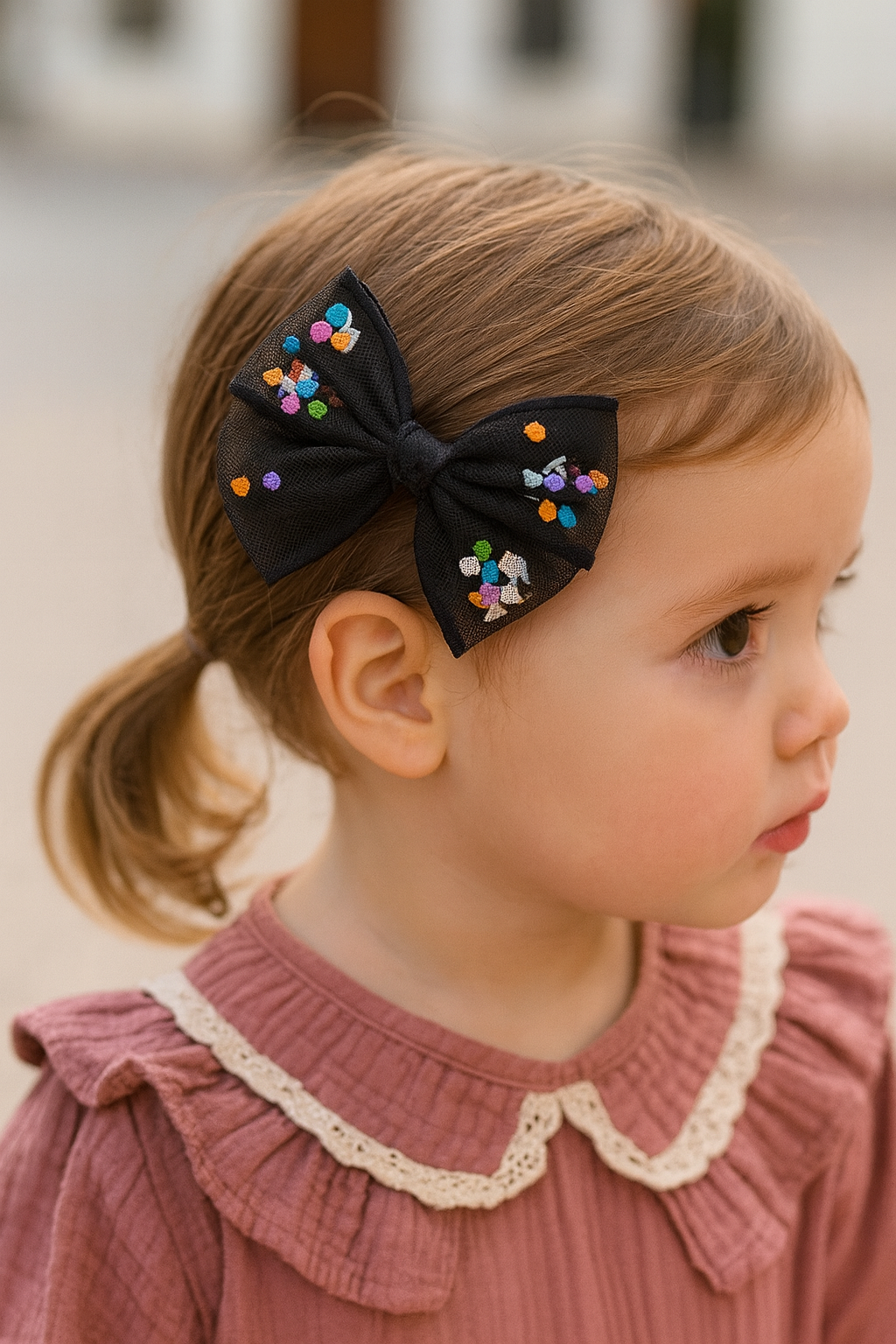 Halloween Ghost Shaker Hair Bow Set – Cute Black Tulle with Ghosts for Girls