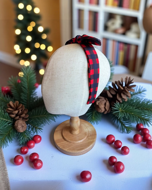 Red Buffalo Plaid Headband - Christmas Holiday Hair Accessory