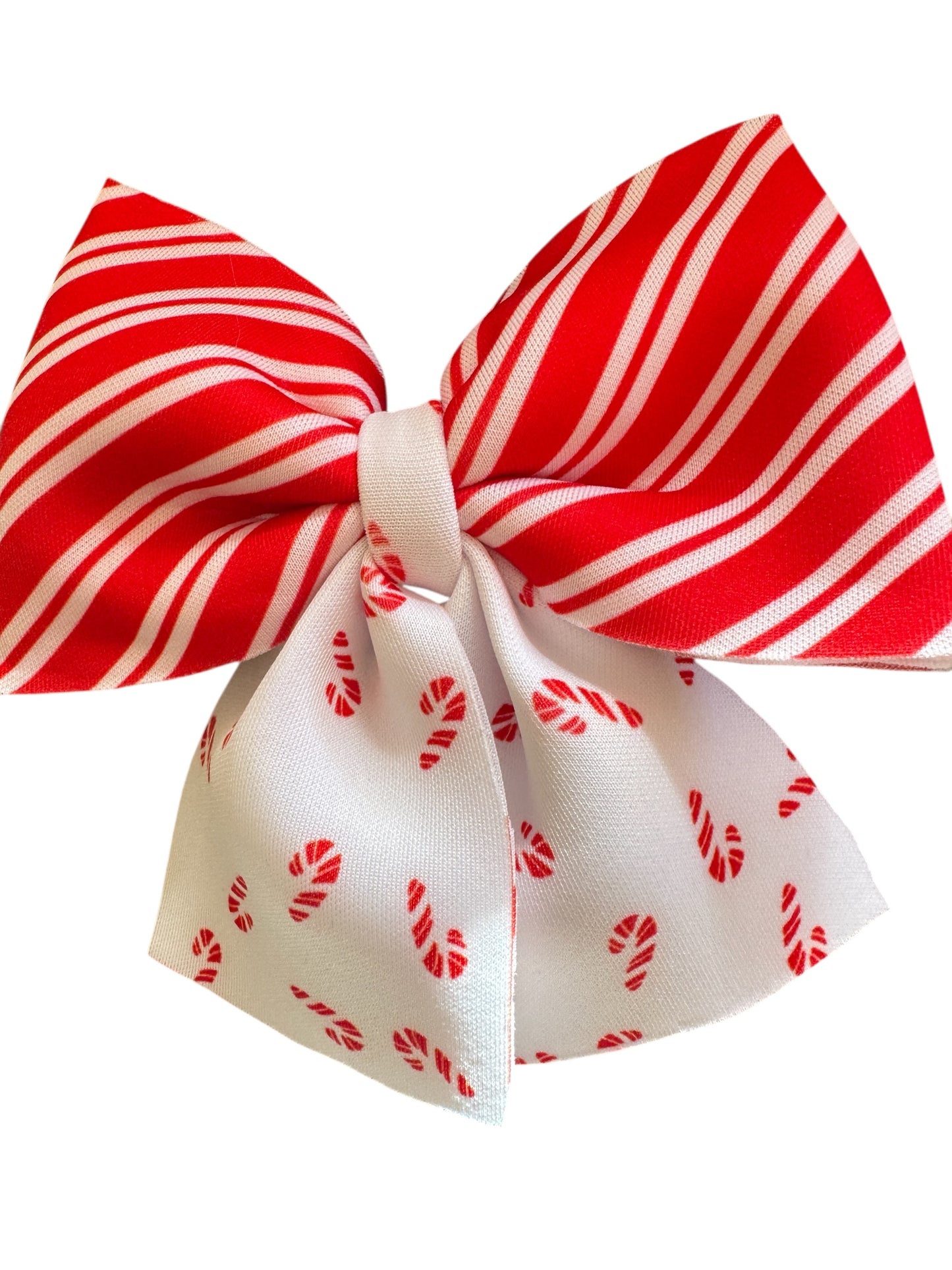 Candy Cane Neoprene Hair Bow - 5 Inch Christmas Bubble Bow | Holiday Hair Accessories