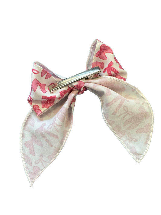 Pink Bow Print Hair Bow