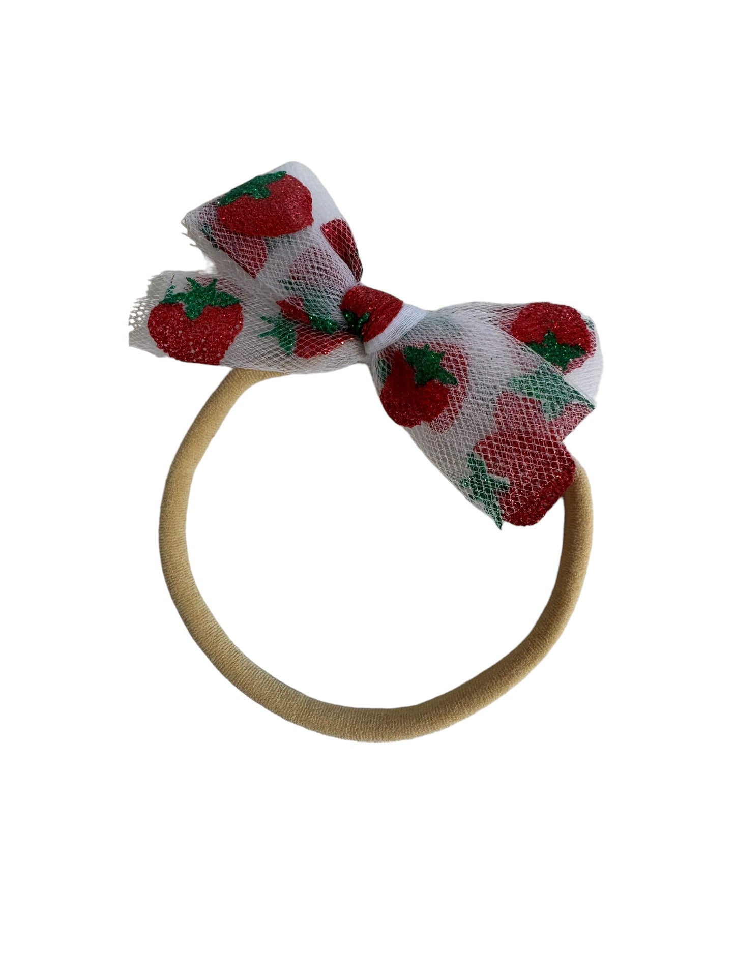 Tulle Strawberry Hair Bows | Alligator Clip or Headband