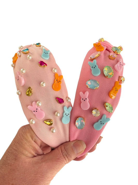 Rhinestone Easter Headbands - Bunny Tie Knot Headband for Girls & Adults
