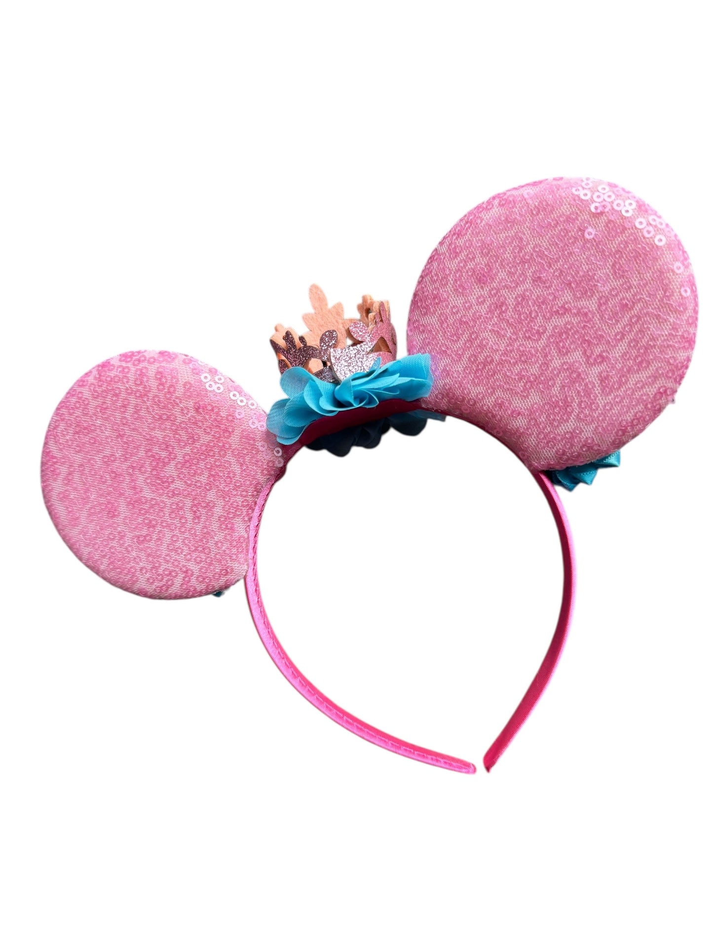 Pink and Aqua Crown Princess Mouse Ear Headbands