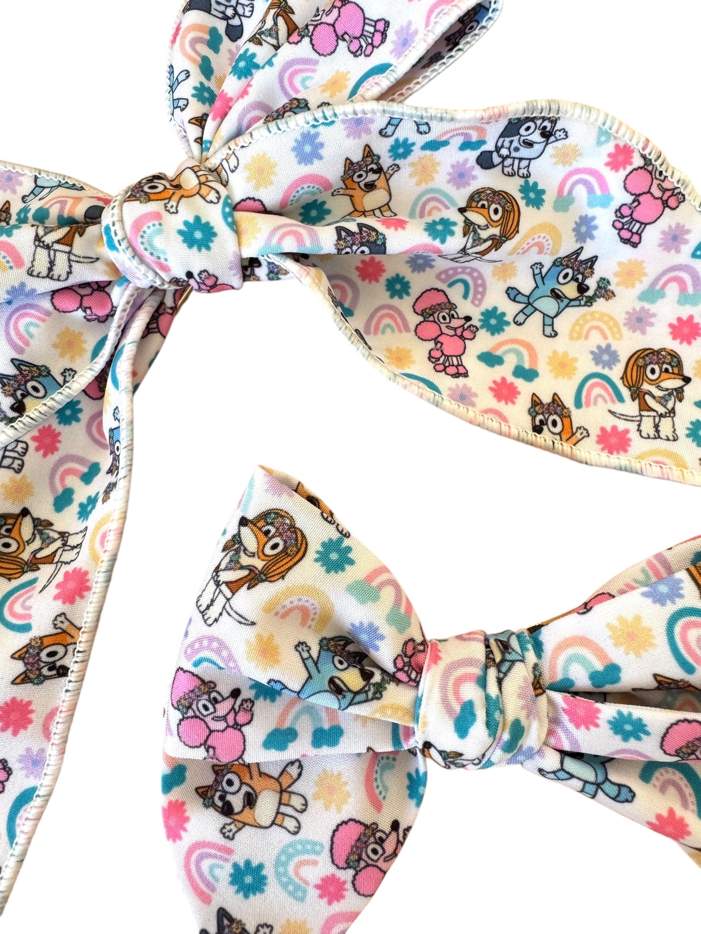 *Blue Dog Rainbows Hair Bow