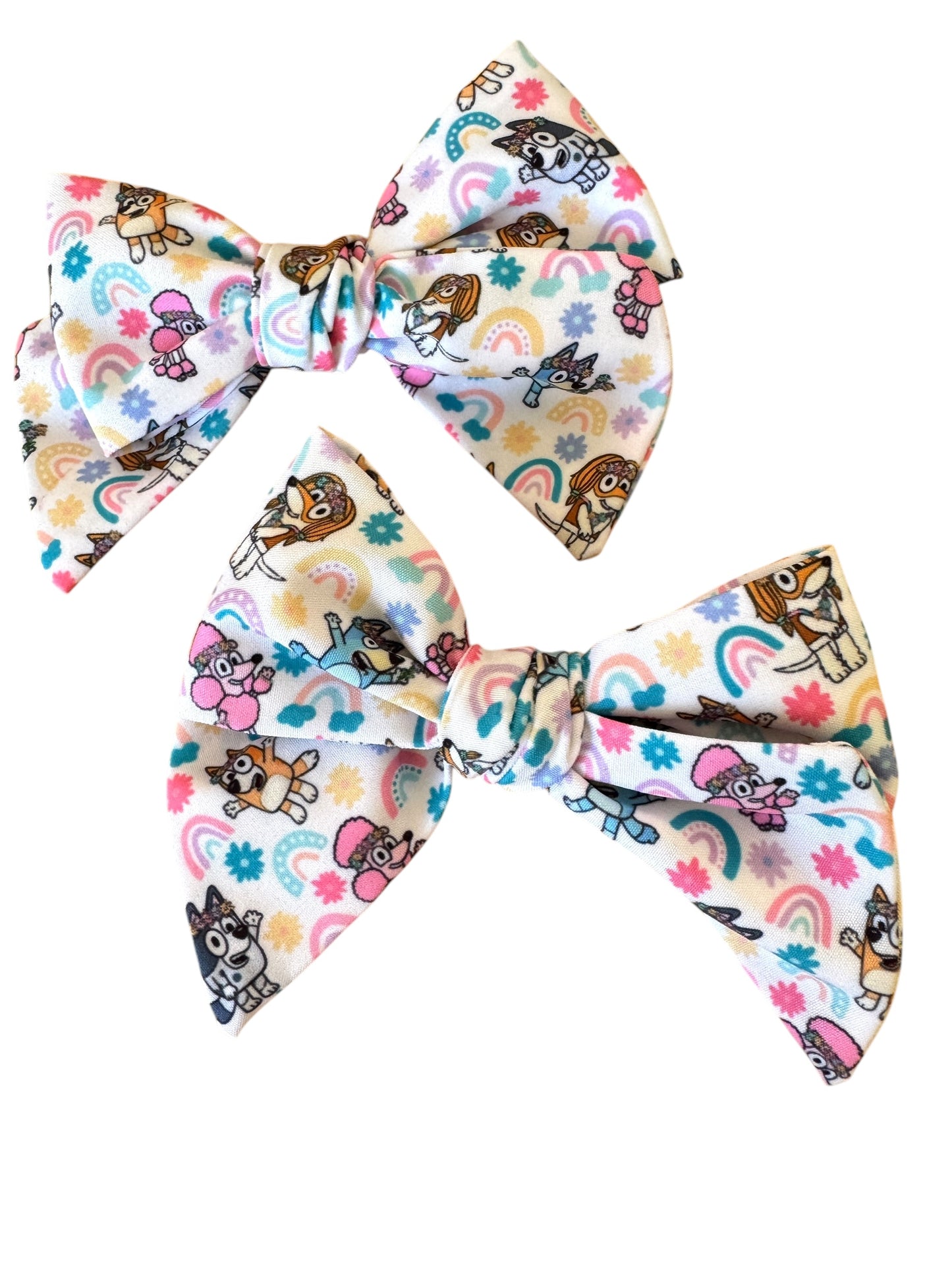 *Blue Dog Rainbows Hair Bow