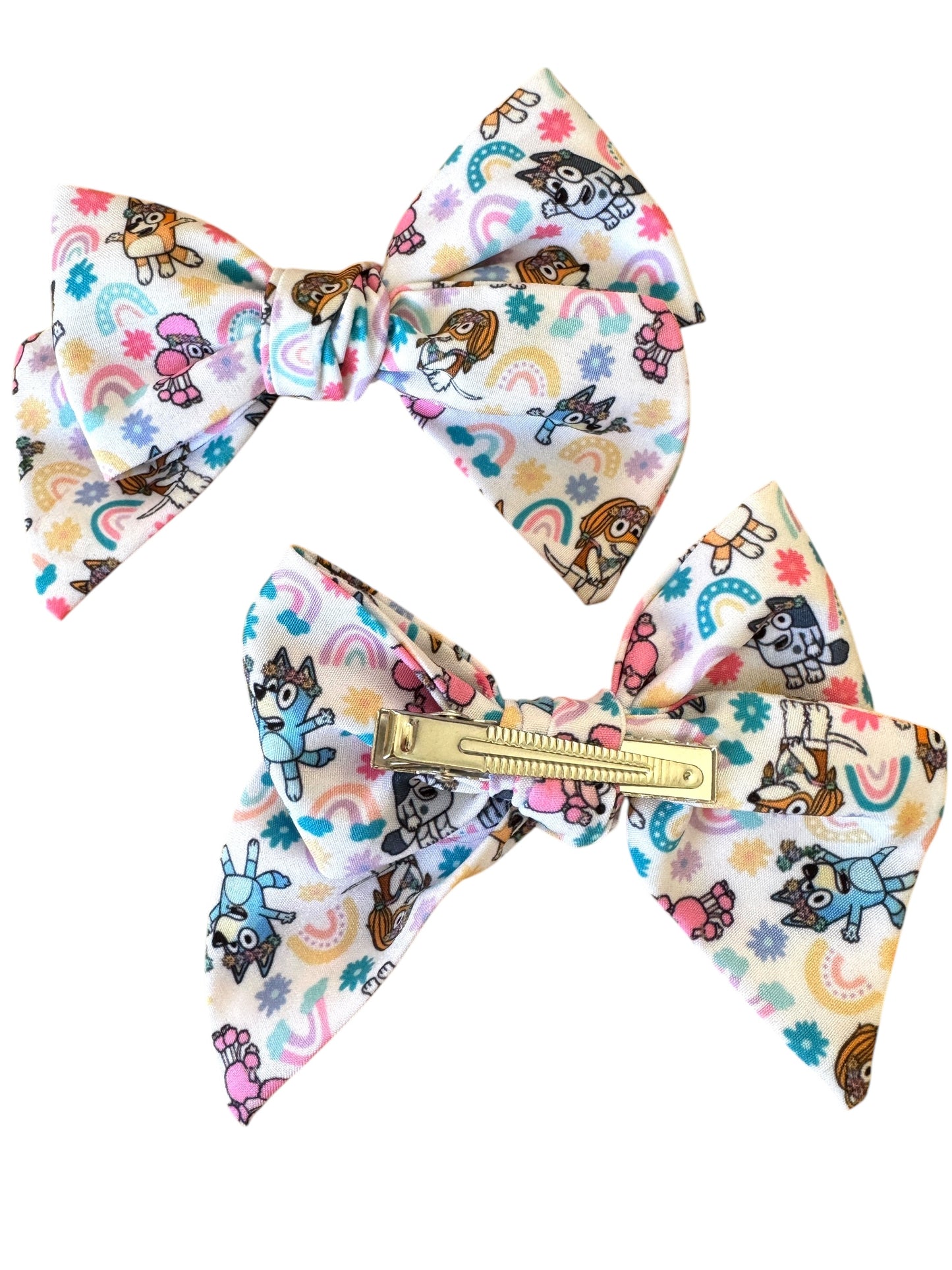 *Blue Dog Rainbows Hair Bow