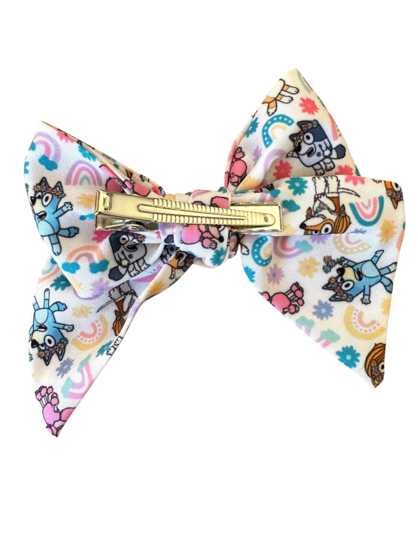 *Blue Dog Rainbows Hair Bow