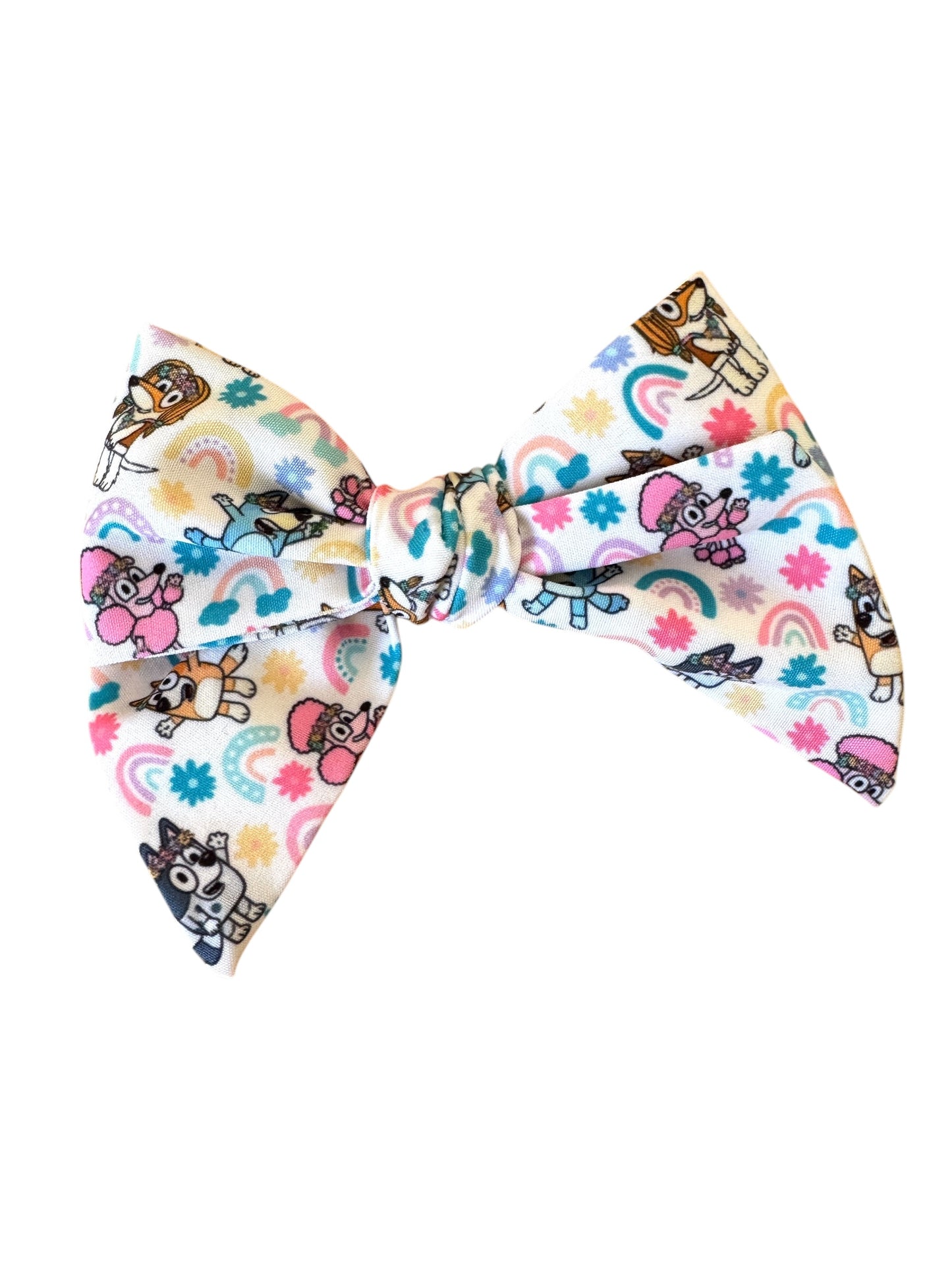 *Blue Dog Rainbows Hair Bow