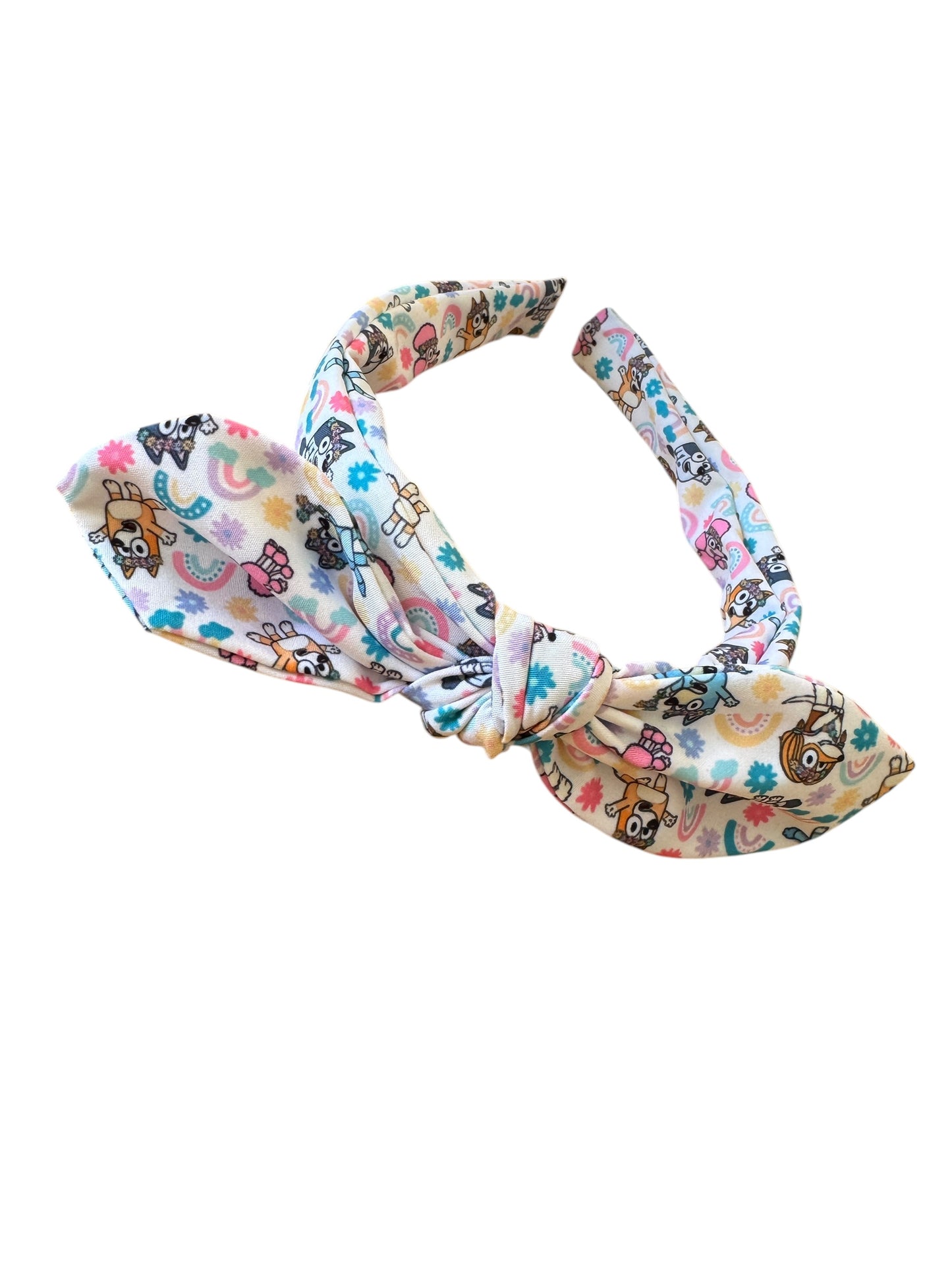 *Blue Dog Rainbows Hair Bow
