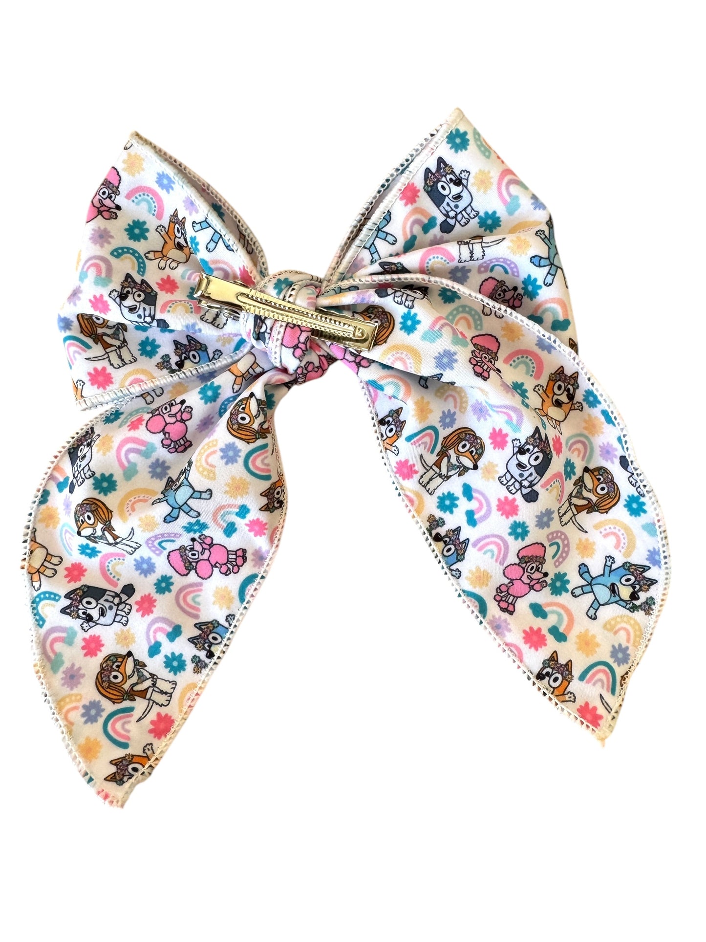 *Blue Dog Rainbows Hair Bow