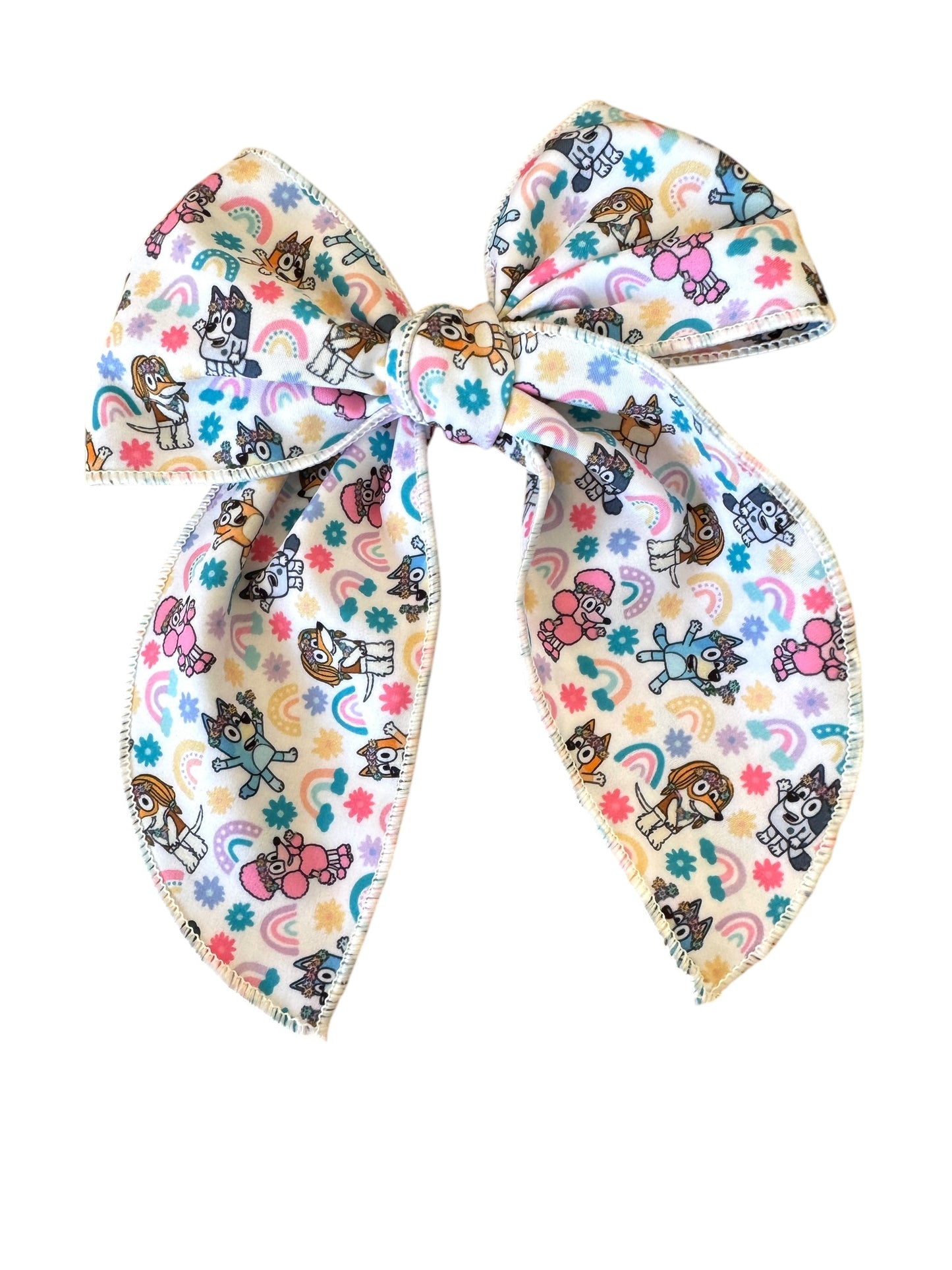 *Blue Dog Rainbows Hair Bow
