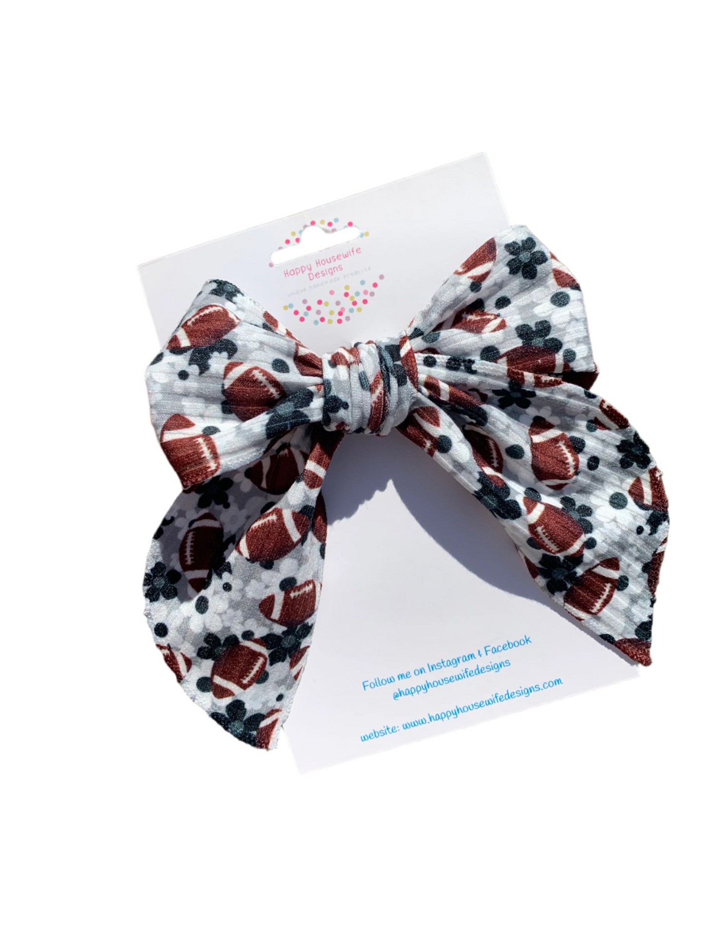 Floral Football Hair Bows on Clip