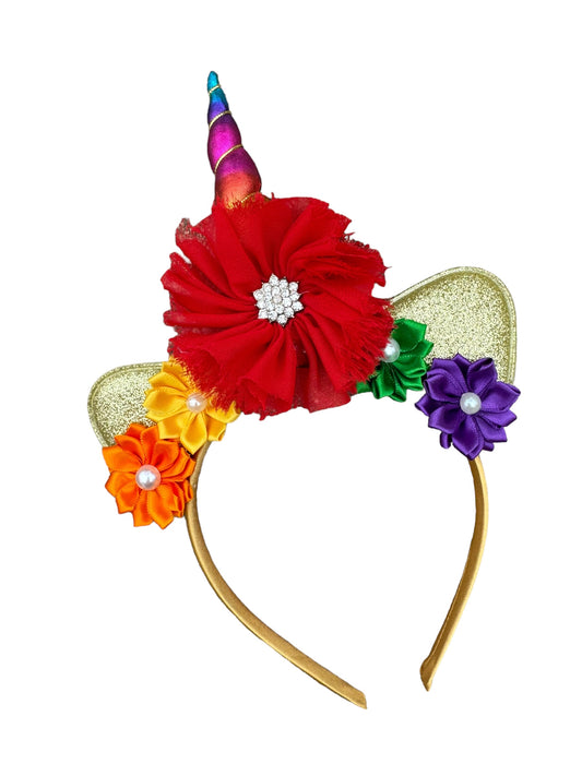Rainbow Unicorn Headband for Girls - Colorful Birthday Party Hair Accessory for Kids