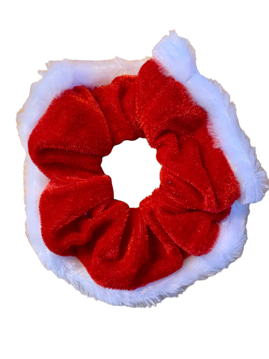 Santa Christmas Scrunchies - Red or Green Velvet Holiday Hair Accessories