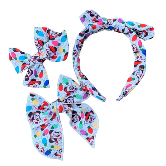 Christmas Mouse Lights Hair Bows
