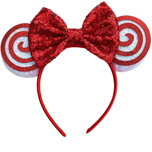 Candy Cane Mouse Ear Headbands - Swirl Christmas Holiday Headbands