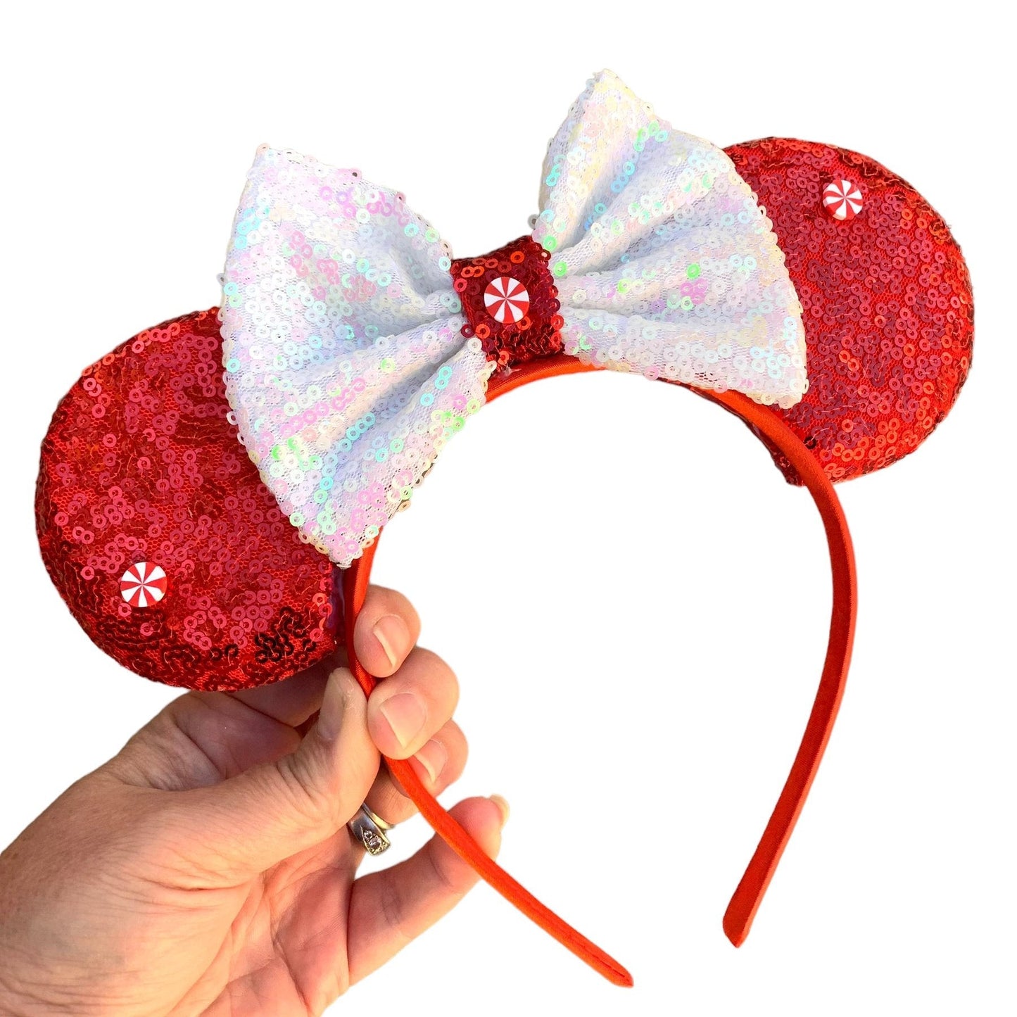 Candy Cane Mouse Ear Headbands - Swirl Christmas Holiday Headbands