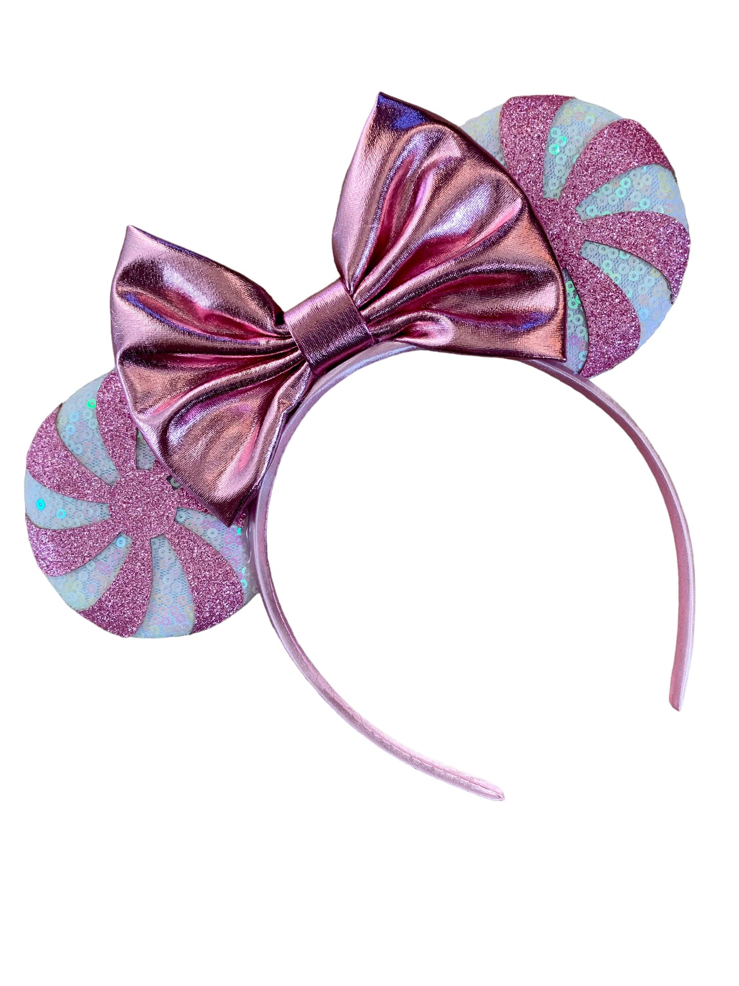 Pink Candy Cane Mouse Ear Headbands - Christmas Mouse Ears for Kids & Adults