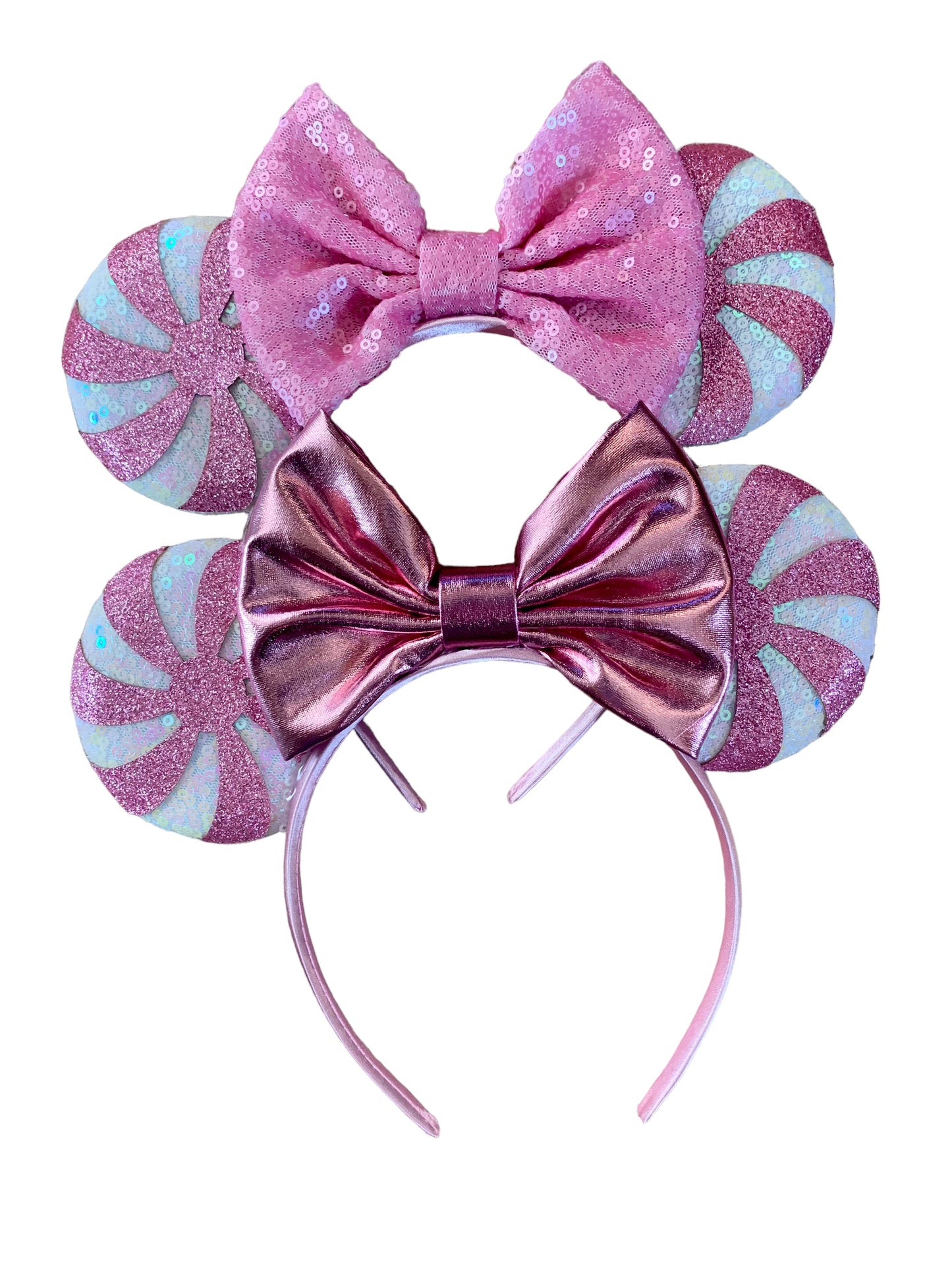 Pink Candy Cane Mouse Ear Headbands - Christmas Mouse Ears for Kids & Adults