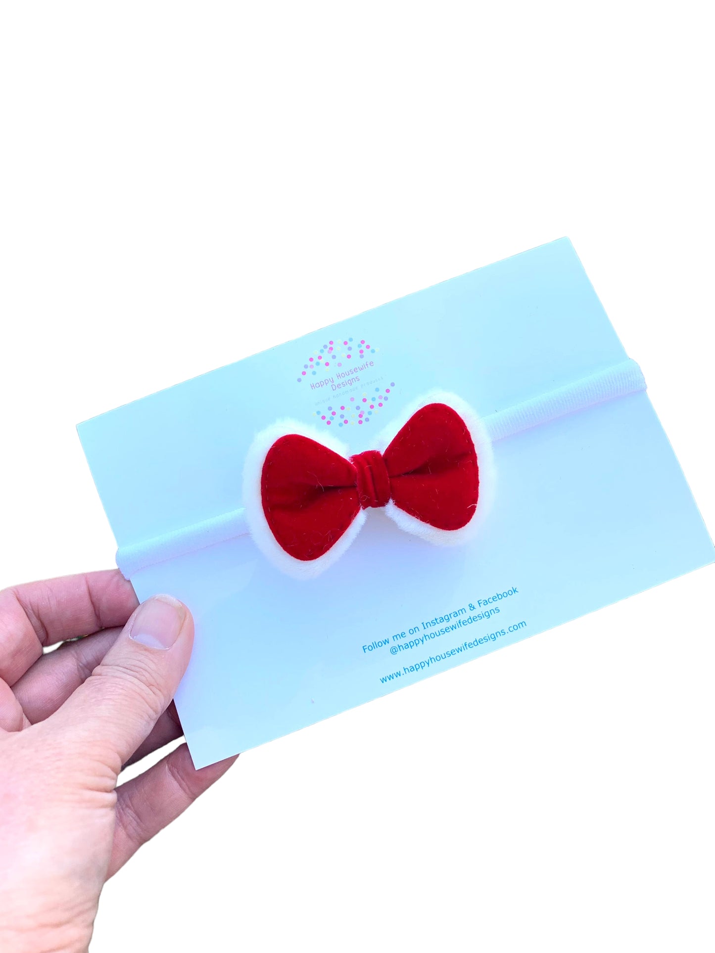 Mini Santa Hair Bows Red Velvet with White Trim - Christmas Holiday Baby Accessories