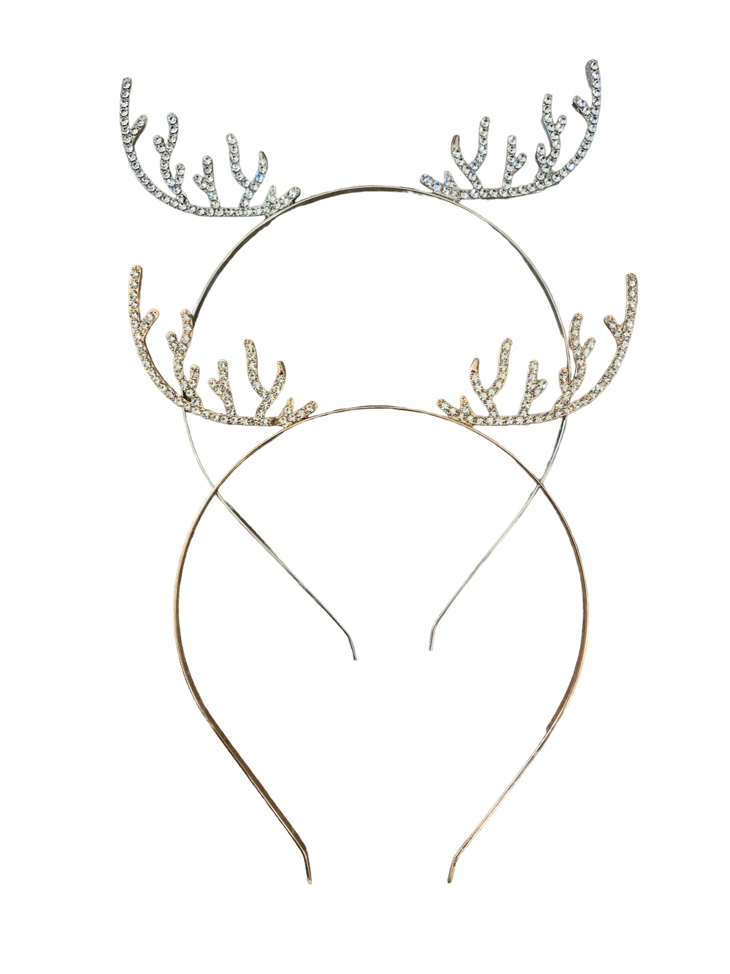 Silver Reindeer Antler Headband with Rhinestones - Christmas Holiday Hair Accessory