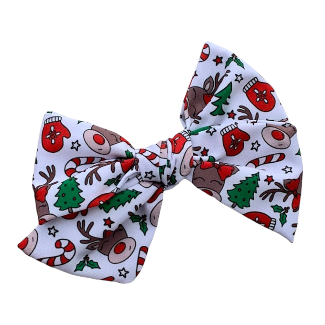 Reindeer Hair Bow - Christmas Holiday Bow for Girls in 2 Sizes