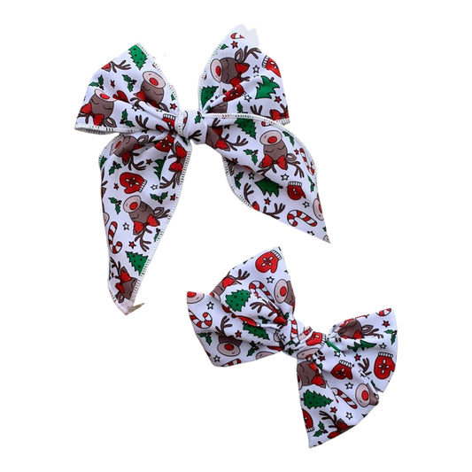 Reindeer Hair Bow - Christmas Holiday Bow for Girls in 2 Sizes