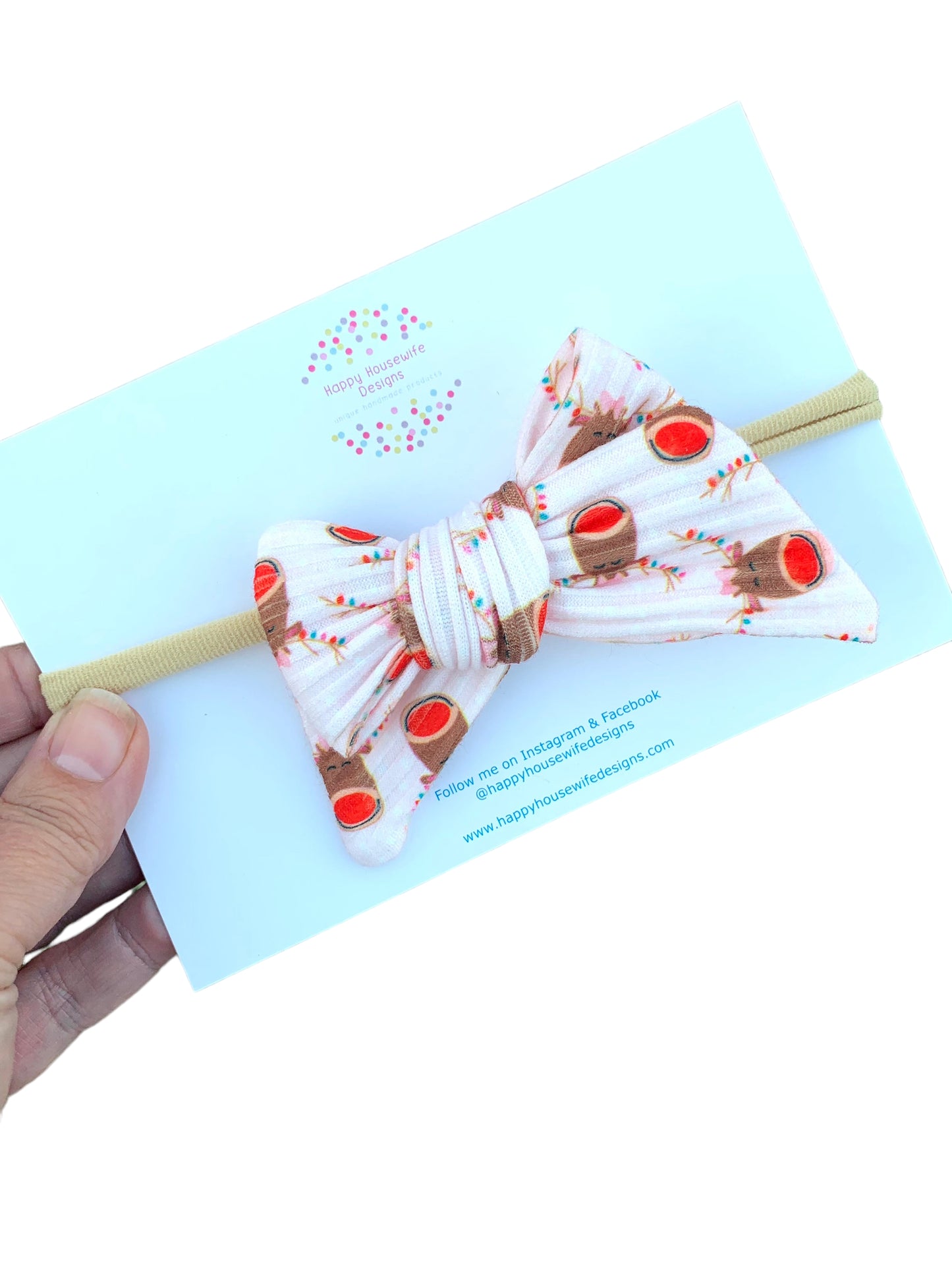 Red Nose Reindeer Hair Bow - Rudolph Christmas Bows