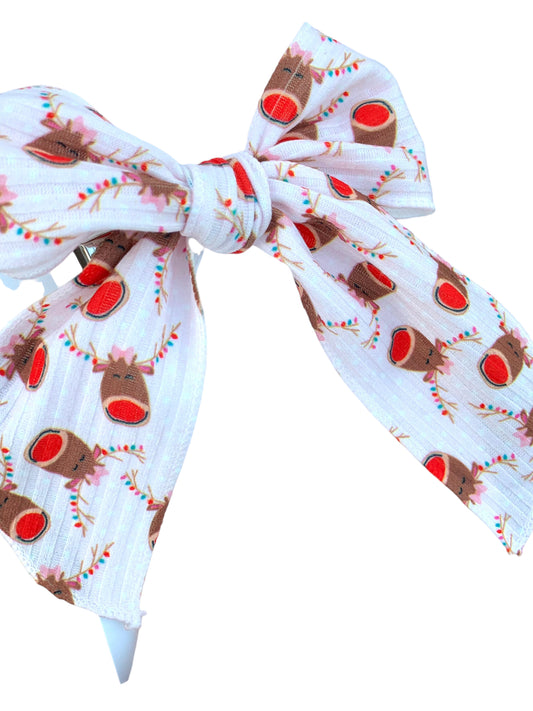 Red Nose Reindeer Hair Bow - Rudolph Christmas Bows